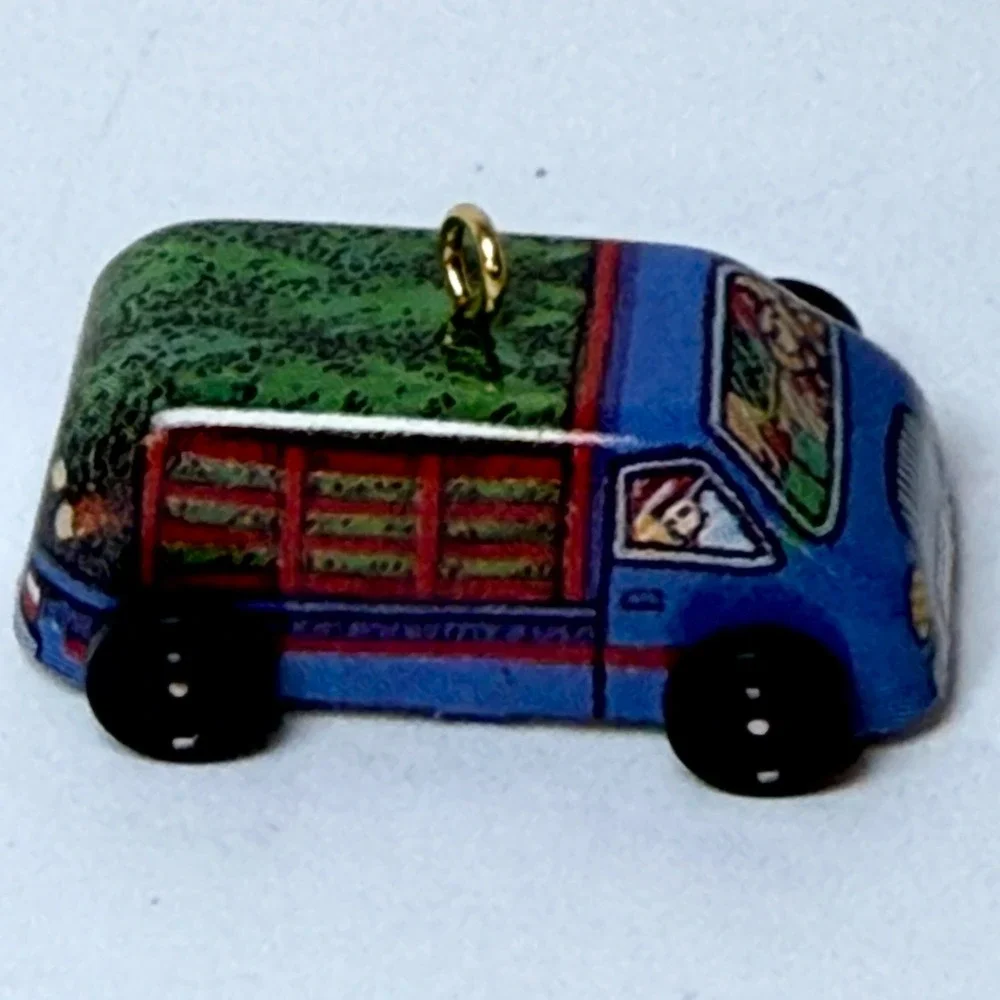 1996 Hallmark Keepsake Ornament On the Road Series 4 Blue Christmas Tree Truck